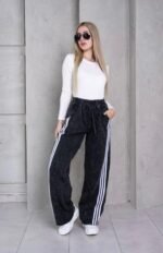 Pantalón palazo con líneas color negro - foto 3