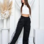 Pantalón palazo combinado friza peinado