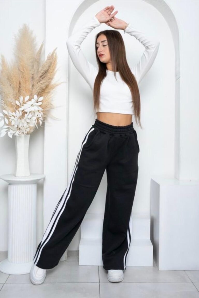Pantalón palazo combinado friza peinado