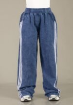 Pantalón palazo procesado con línea en color azul - foto 19