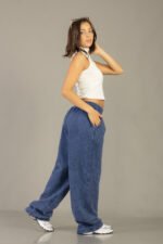 Pantalón palazo procesado liso color azul - foto 2