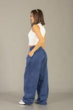 Pantalón palazo procesado liso color azul - foto 7