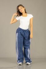 Pantalón palazo procesado con línea en color azul - foto 9